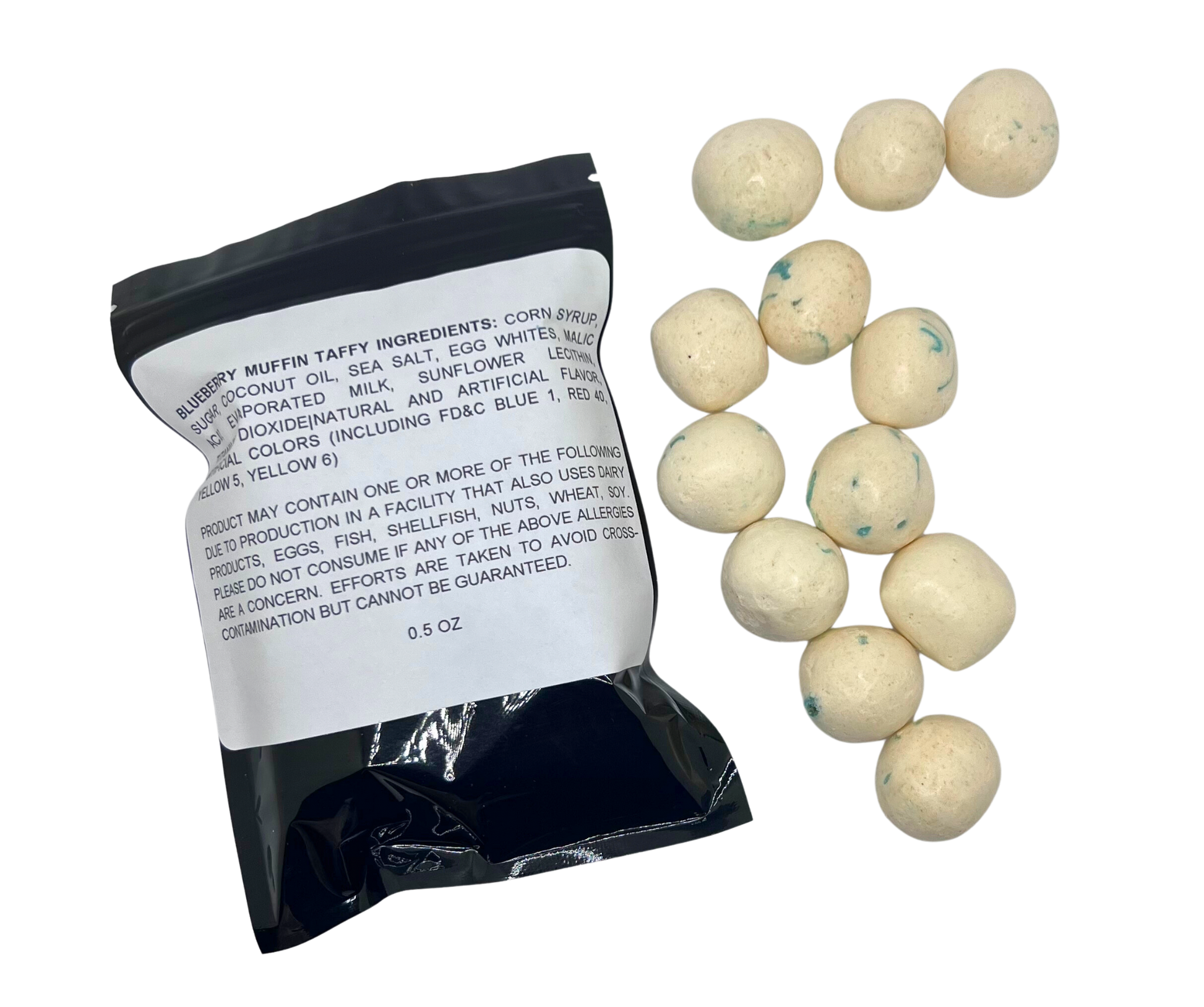 Freeze dried blueberry muffin taffy candy